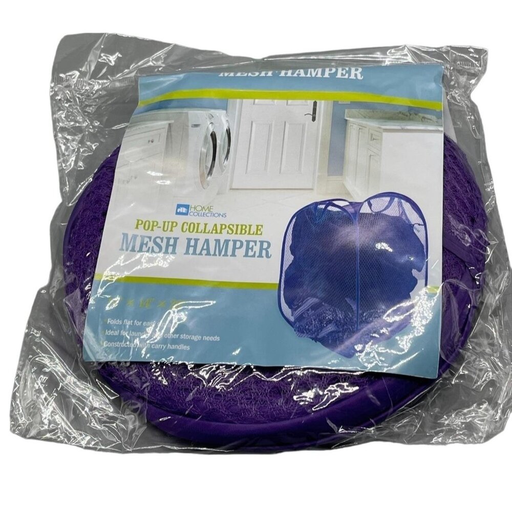 Home collections pop-up collapsible mesh hamper folds flat carry handle READ NEW